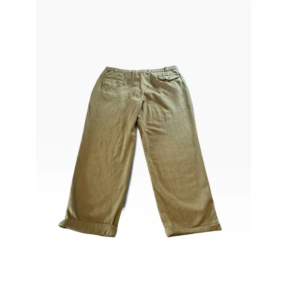 Orvis Pleated Wool Trousers Mens 40 x 29 Olive Green Made in USA Cuffed EUC